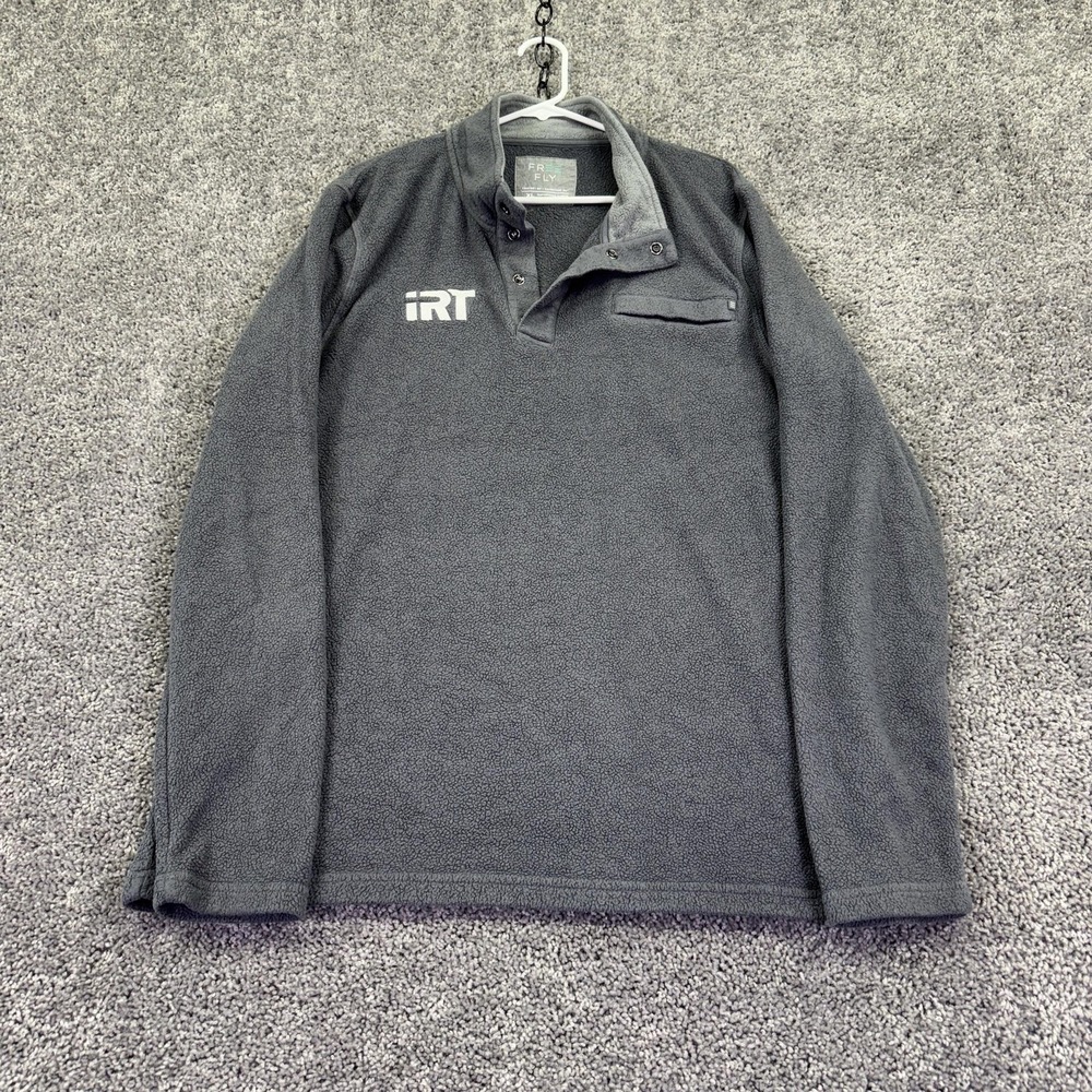 Free Fly Sweatshirt Mens XL Gray Fleece Pullover Snap Mock Neck Chest Pocket